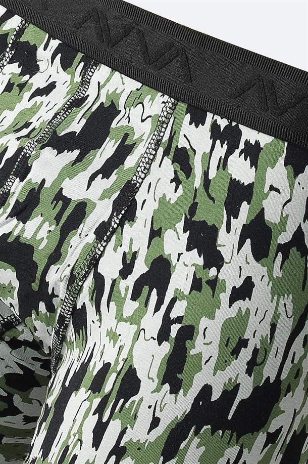 Haki Desenli Pamuklu Tekli Boxer