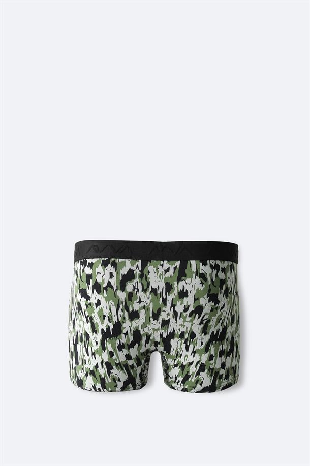 Haki Desenli Pamuklu Tekli Boxer