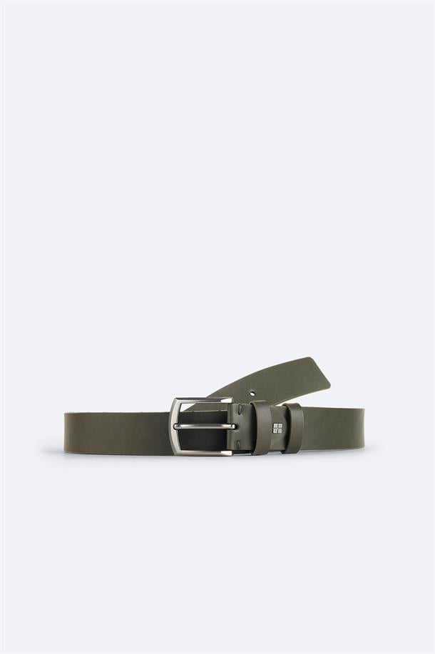 Khaki Rectangular Buckle Belt