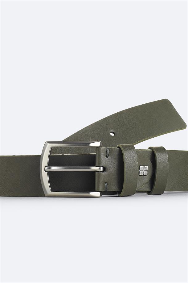 Khaki Rectangular Buckle Belt