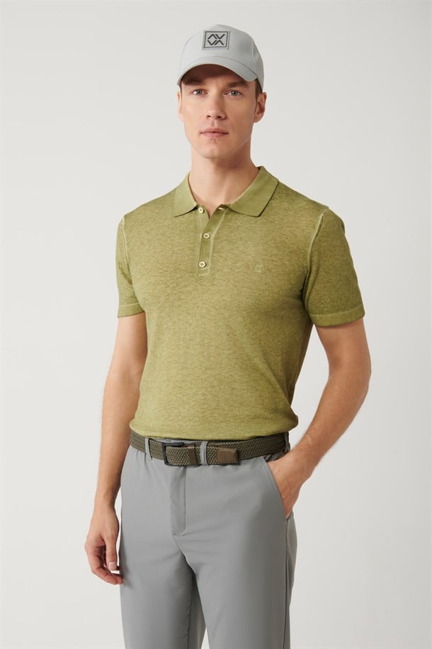 Haki 3 Düğmeli Polo Yaka Triko T-Shirt