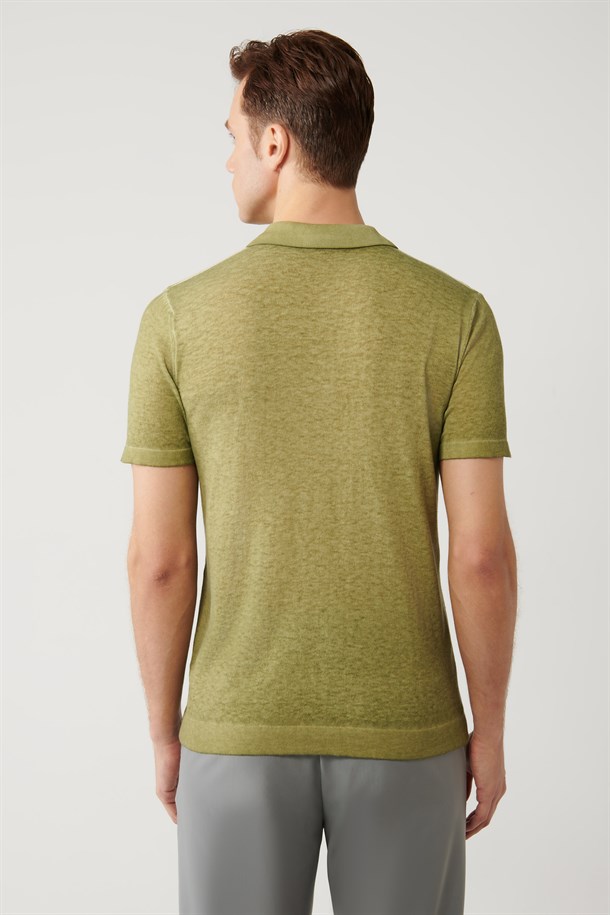 Haki 3 Düğmeli Polo Yaka Triko T-Shirt