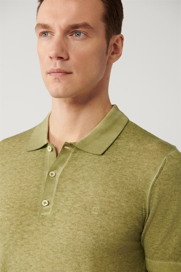 Haki 3 Düğmeli Polo Yaka Triko T-Shirt