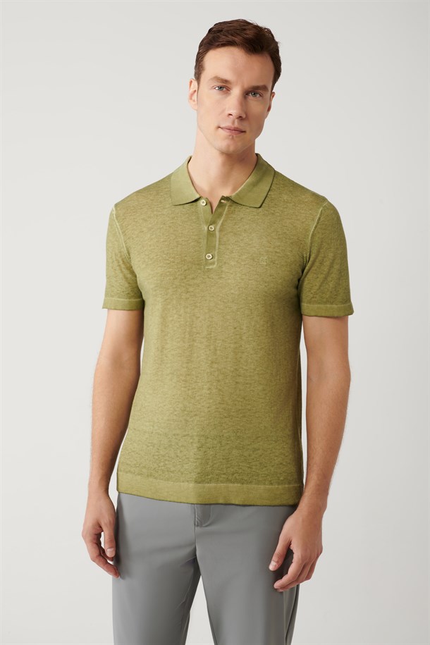 Haki 3 Düğmeli Polo Yaka Triko T-Shirt
