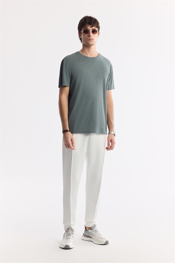 Haki Bisiklet Yaka Bi-Stretch Soft Touch Basic T-Shirt