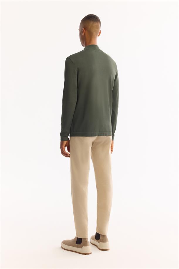 Haki Yarım Balıkçi Yaka Rayon Basic Triko Kazak