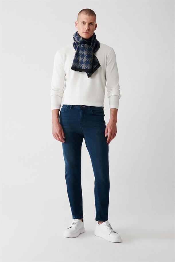 İndigo Eskitme Yıkama Esnek  Jean Pantolon