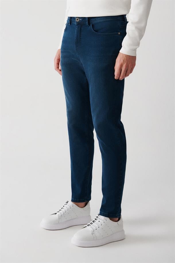 İndigo Eskitme Yıkama Esnek  Jean Pantolon