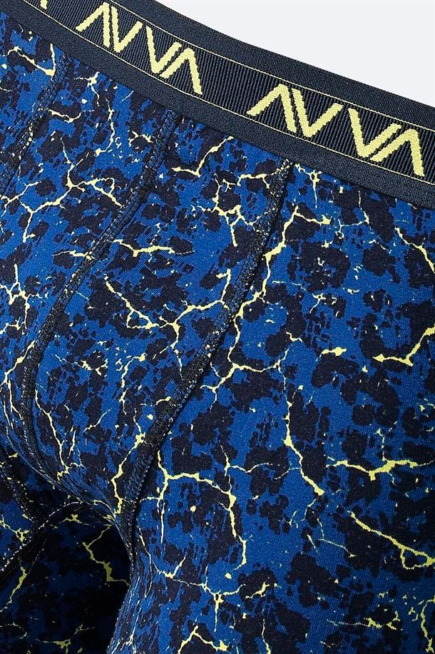 İndigo Desenli Pamuklu Tekli Boxer