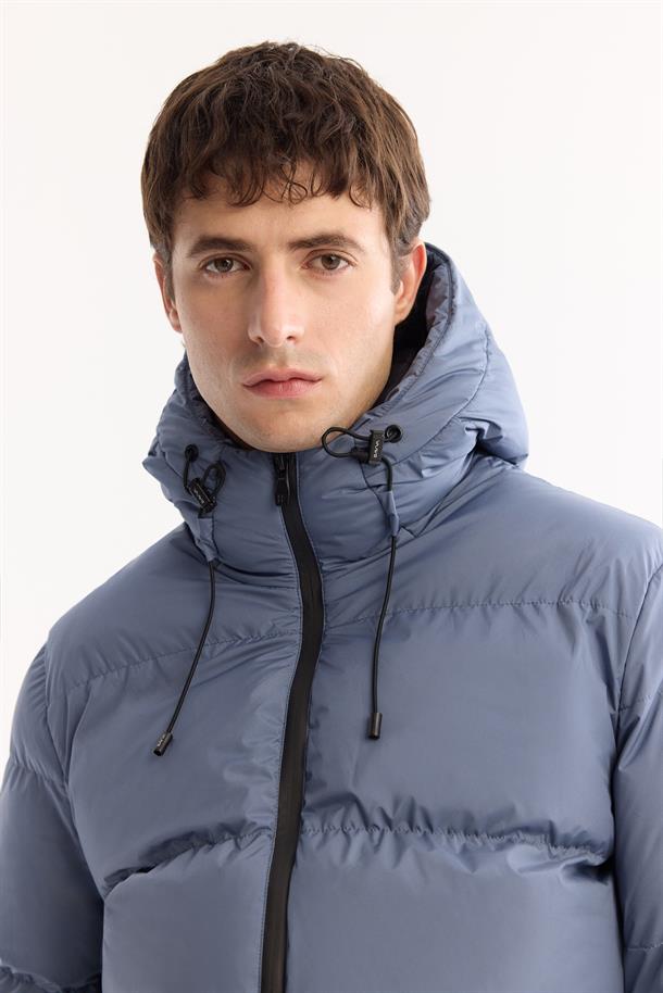 Indigo Hooded Padded Jacket