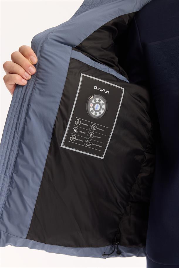 Indigo Hooded Padded Jacket