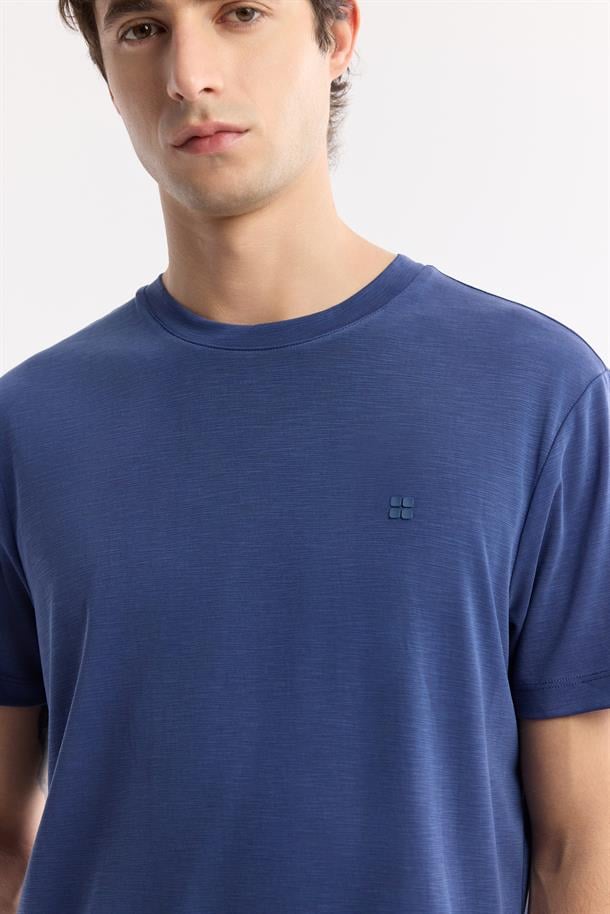 İndigo Bisiklet Yaka Bi-Stretch Soft Touch Basic T-Shirt