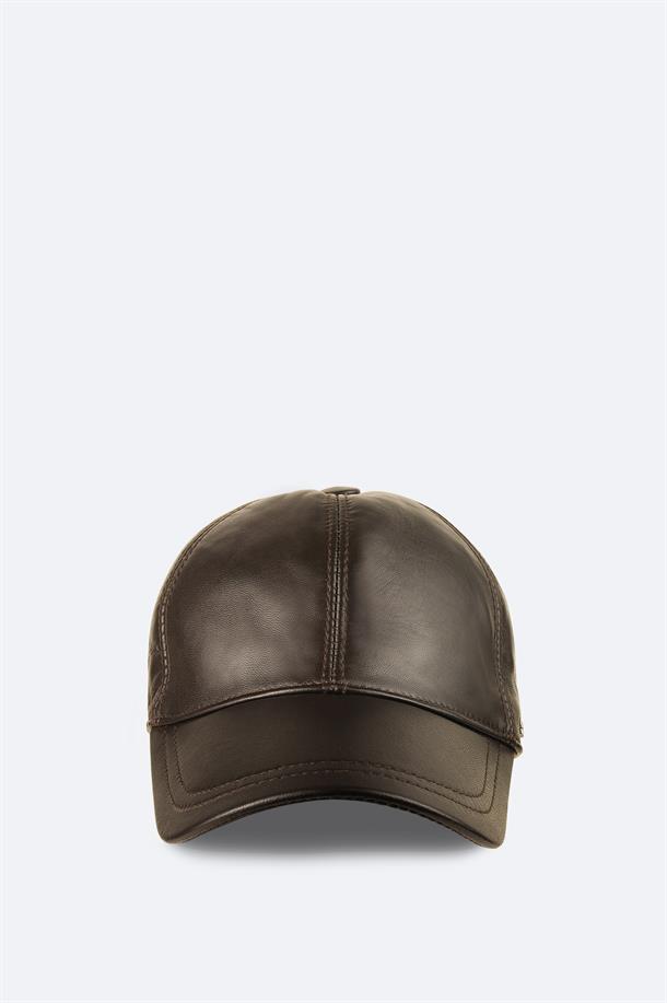 Kahverengi %100 Deri Spor Şapka