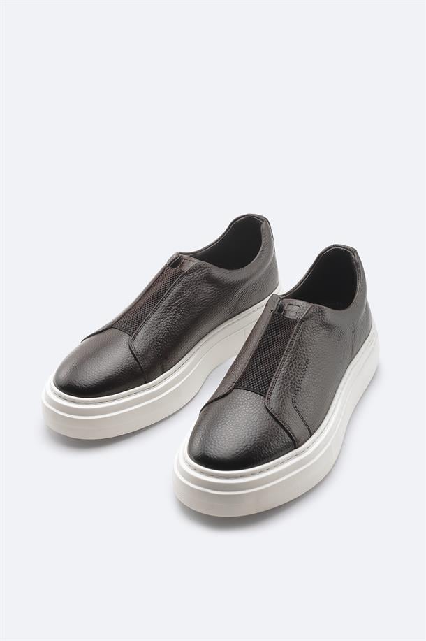 Kahverengi %100 Deri Esnek Taban Hafif Casual Ayakkabı 