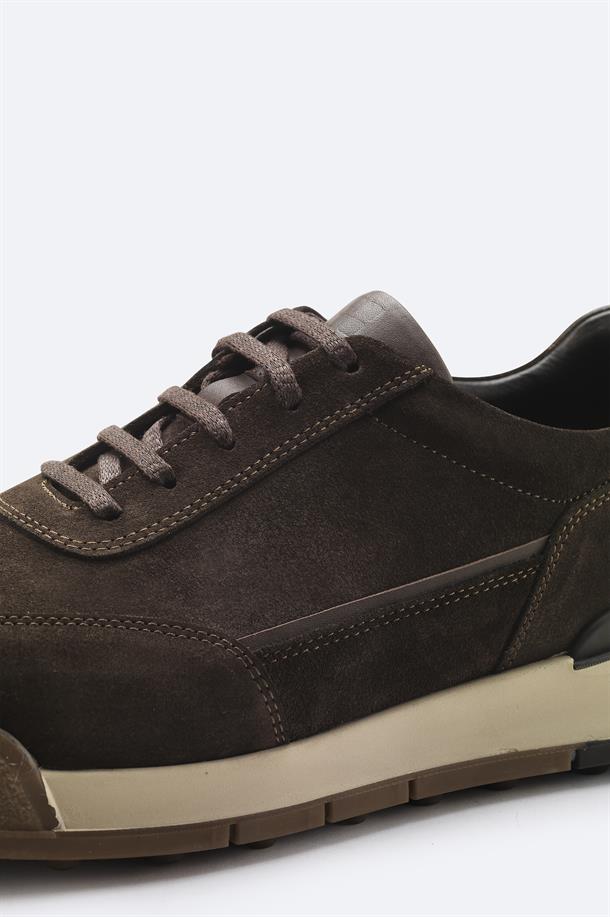 Kahverengi Süet Karışımlı Esnek Taban Hafif Casual Ayakkabı 