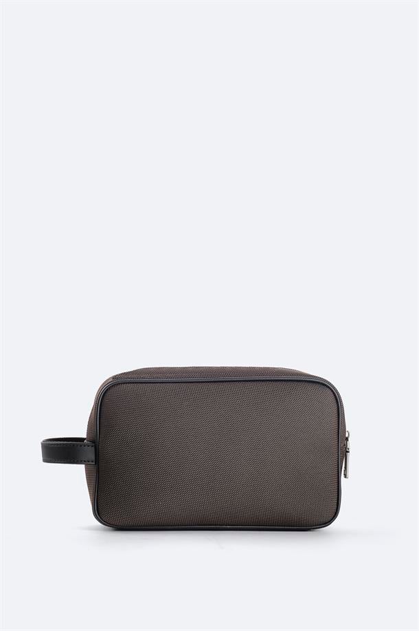 Kahve Çift Fermuarlı El Çantası