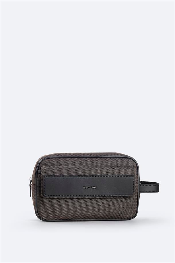 Kahve Çift Fermuarlı El Çantası