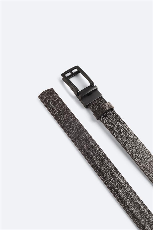 Kahverengi %100 Deri Dikdörtgen Tokalı Kemer