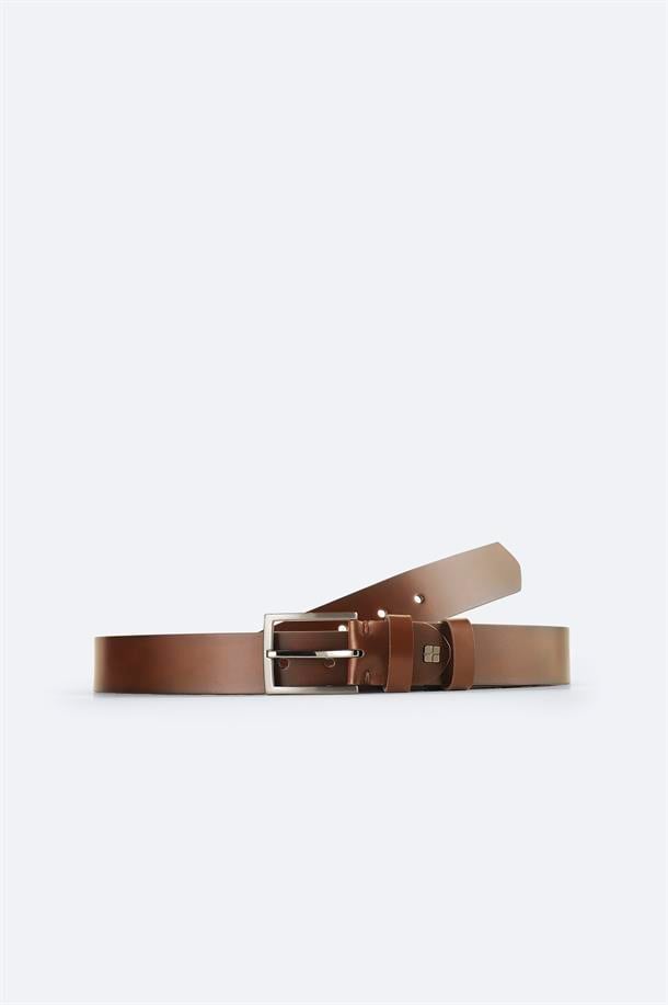 Kahve %100 Deri Klasik Tokalı Kemer