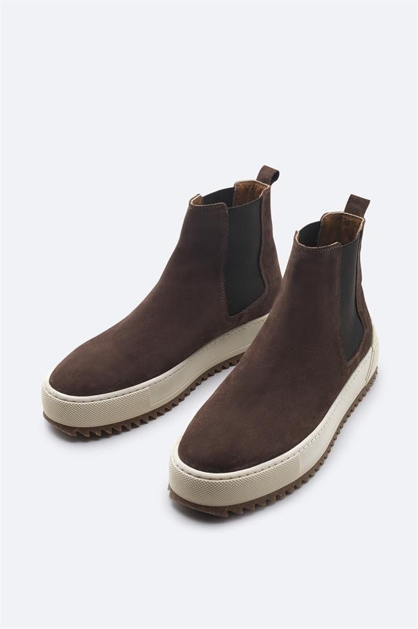Kahverengi %100 Süet Esnek Taban Hafif Chelsea Bot