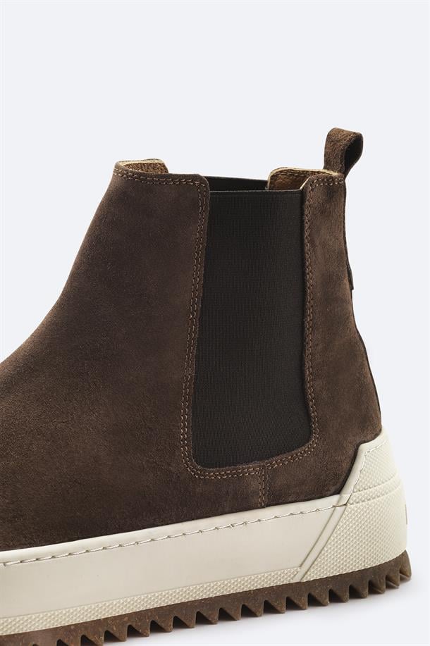 Kahverengi %100 Süet Esnek Taban Hafif Chelsea Bot