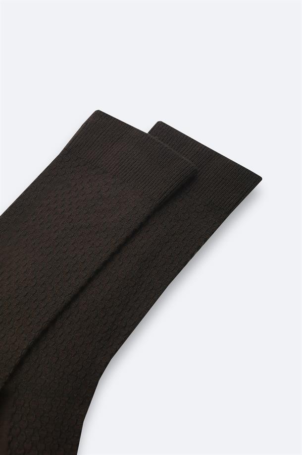 Kahverengi Dokulu Bambu Soket Çorap