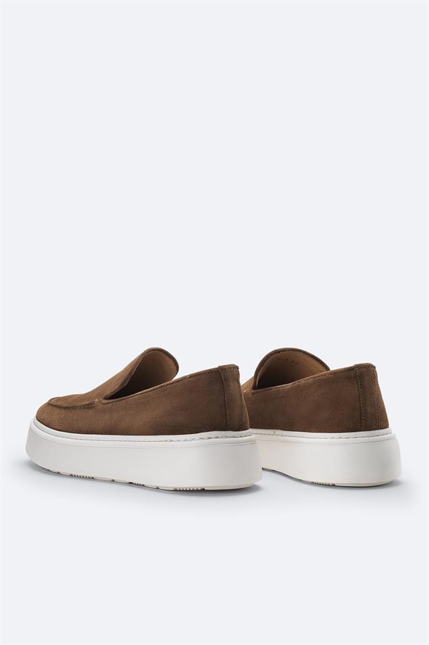 Kahve %100 Süet Hafif Loafer Ayakkabı