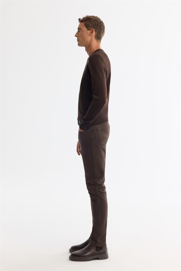 Kahverengi Bisiklet Yaka Tüylenmeyen Triko Kazak