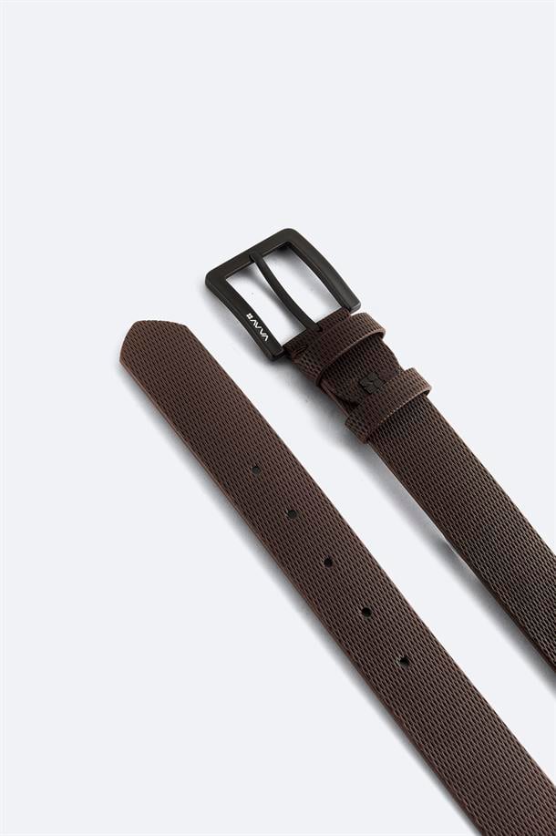 Kahverengi İğne Desenli Kemer