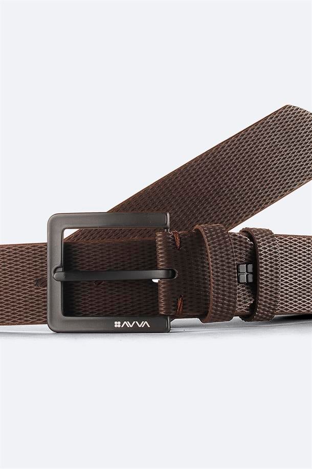 Kahverengi İğne Desenli Kemer