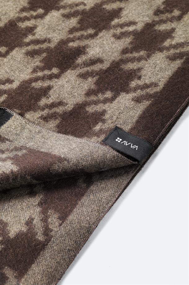 Kahverengi Viskon Karışımlı Püsküllü Desenli Şal