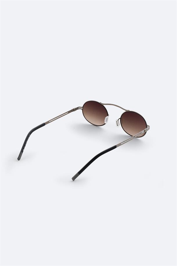 Kahverengi Yuvarlak Çerçeveli Hand Made Güneş Gözlüğü