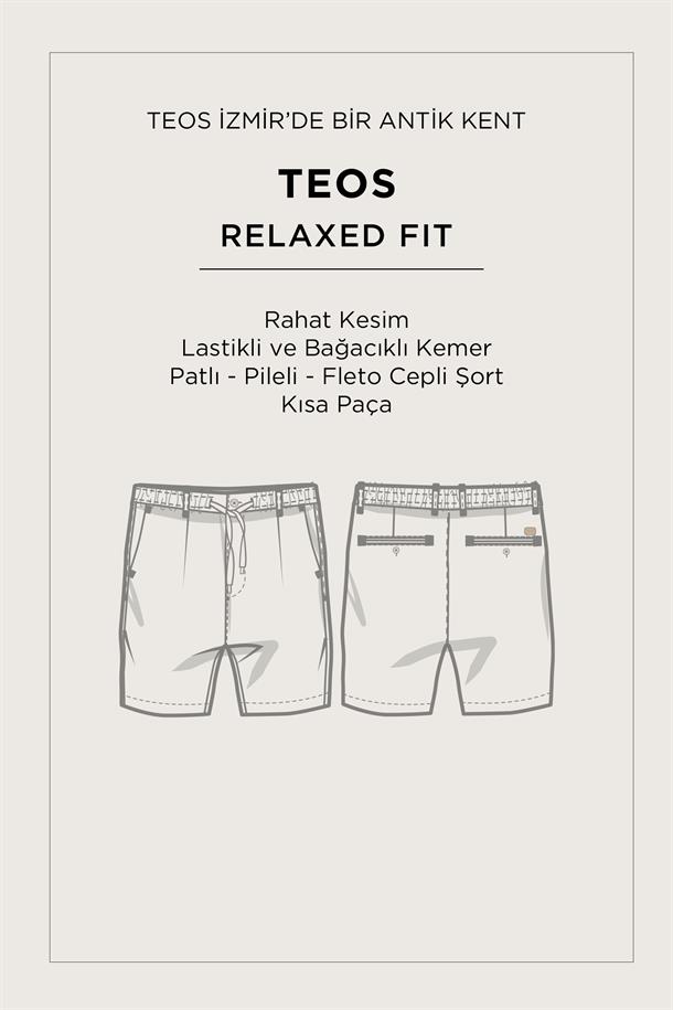 Kırık Beyaz Beli Lastikli Keten Karışımlı Şort