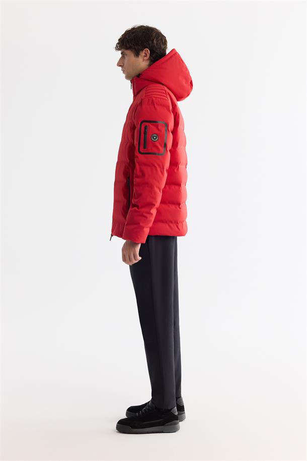 Red Water Repellent Goose Down Puffer Jacket