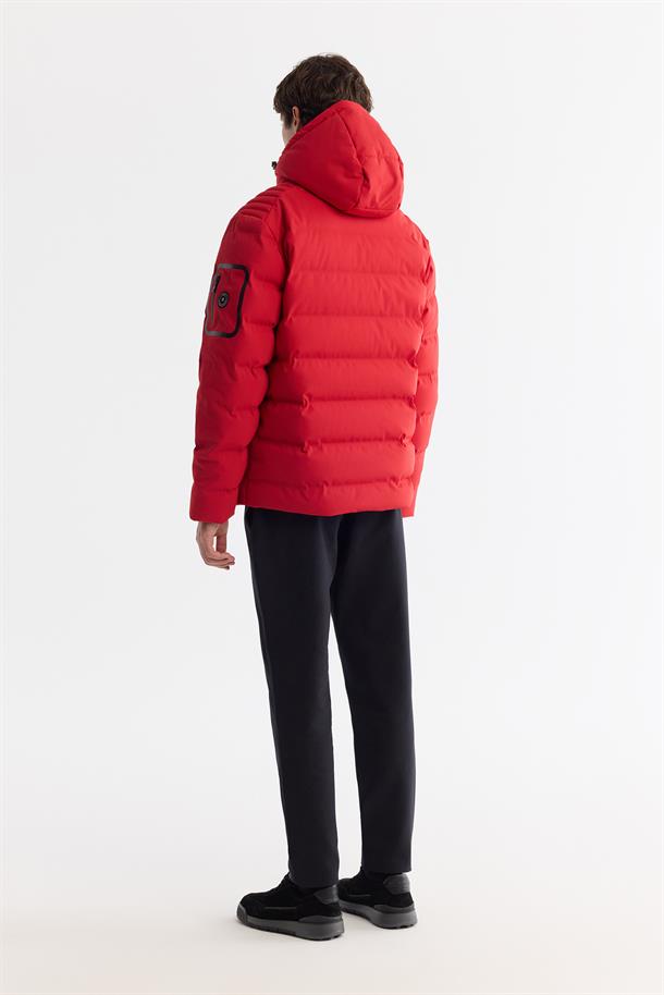 Red Water Repellent Goose Down Puffer Jacket
