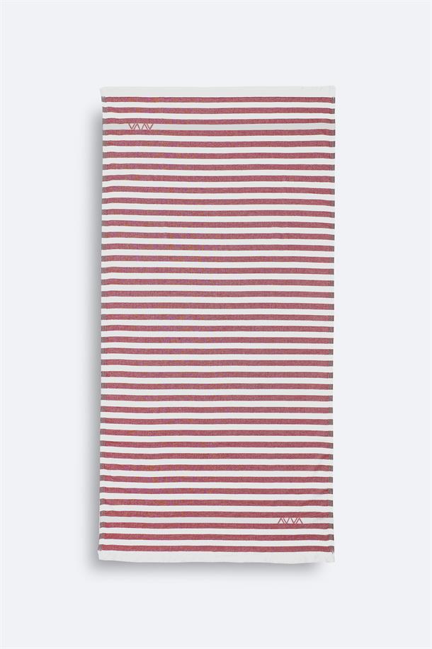 Kırmızı Çizgili %100 Pamuk Peştemal