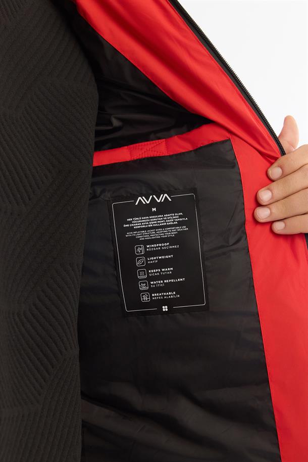 Red Hooded Padded Jacket