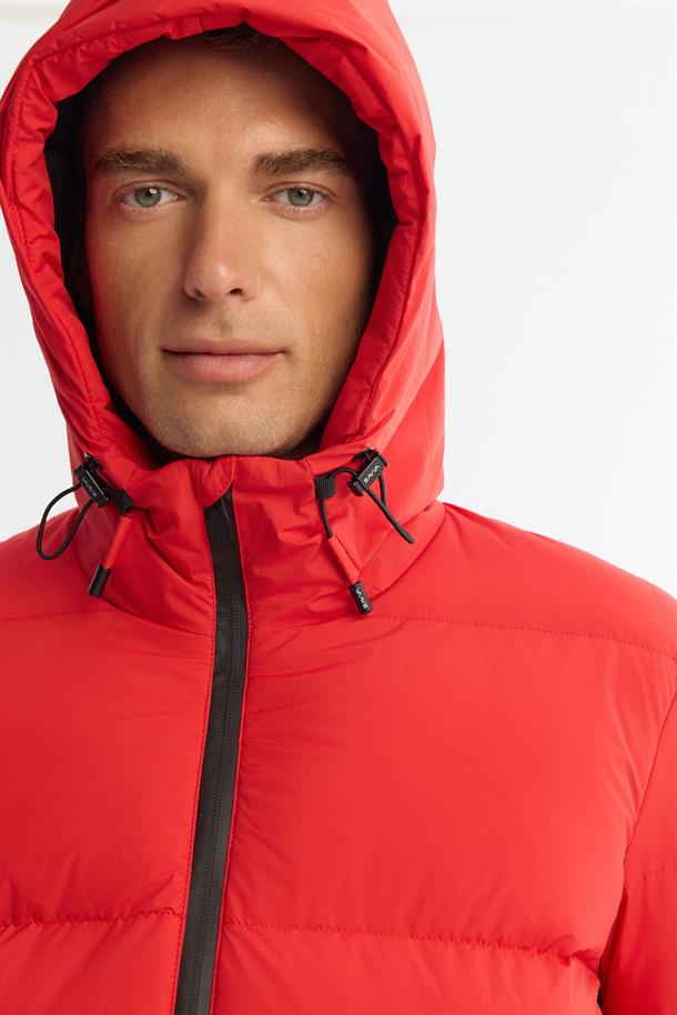 Red Hooded Padded Jacket