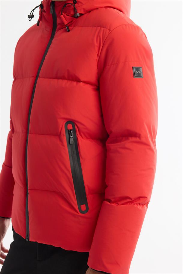Red Hooded Padded Jacket