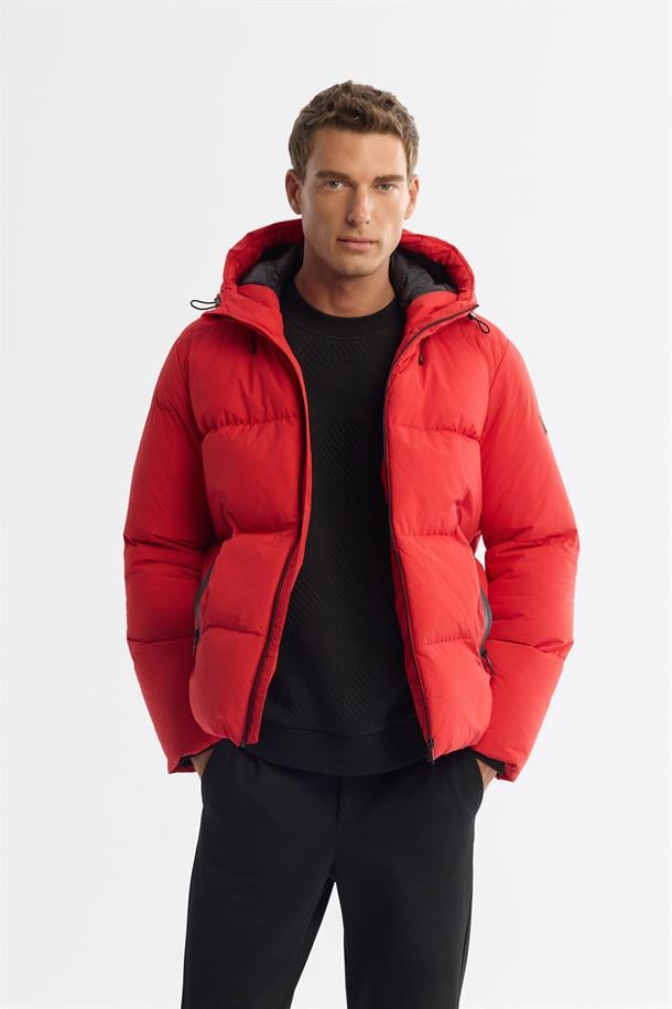 Red Hooded Padded Jacket