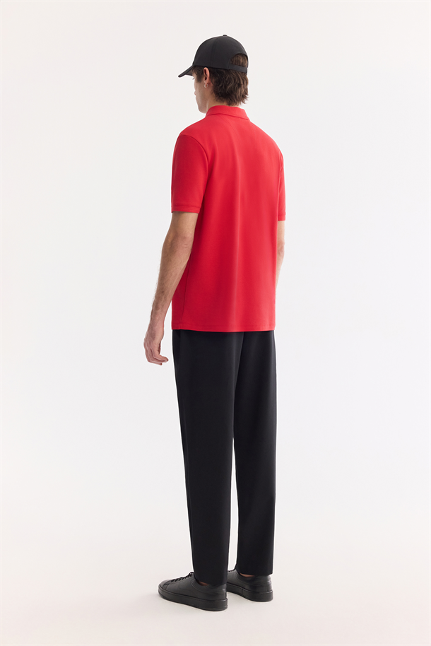 Kırmızı Kıvrılmaz Polo Yaka %100 Pamuk Basic T-Shirt