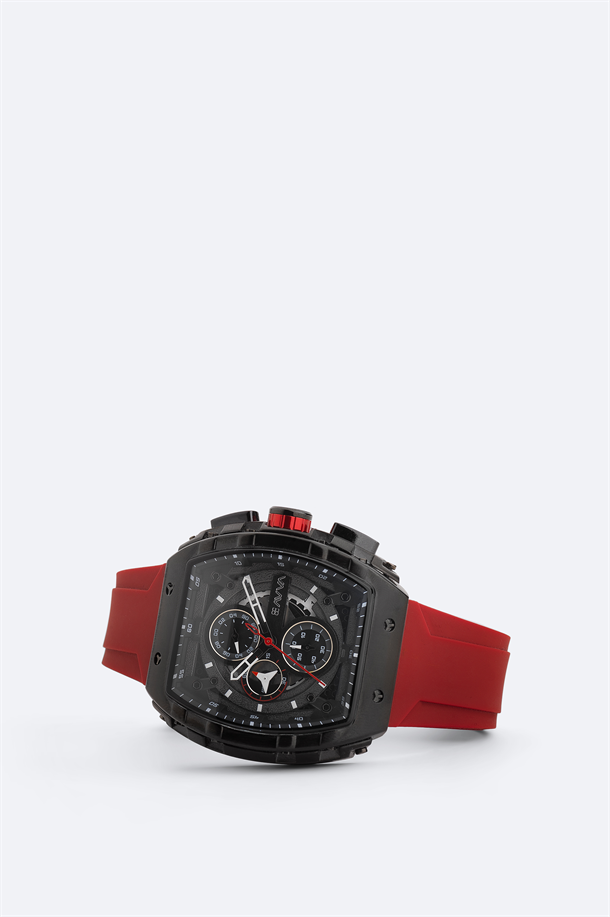 Kırmızı Silikon Kutulu Saat