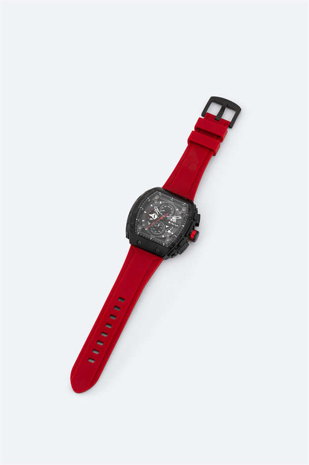 Kırmızı Silikon Kutulu Saat