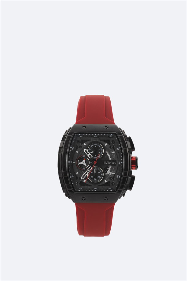 Kırmızı Silikon Kutulu Saat