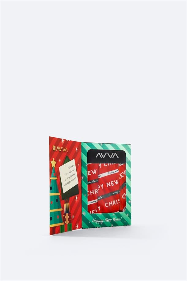 Kırmızı Yılbaşı Desenli Özel Kutulu Tekli Boxer