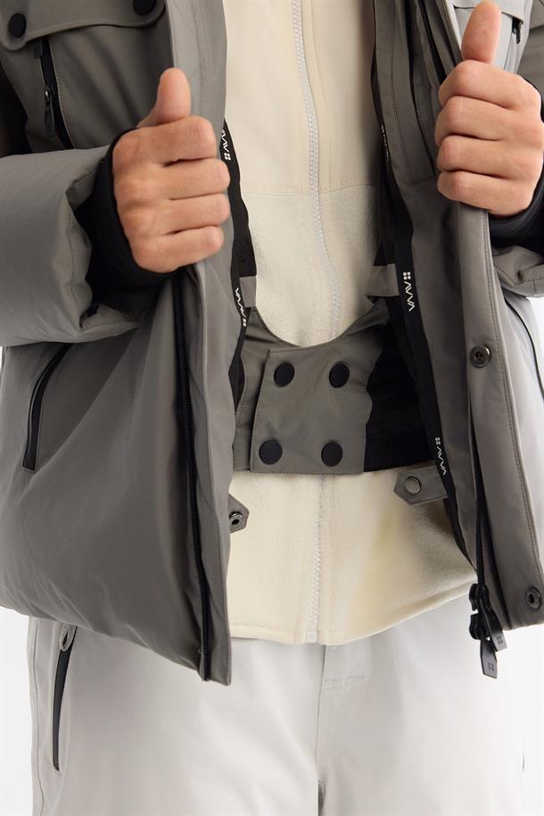 Dark Grey Hooded Goose Down Jacket