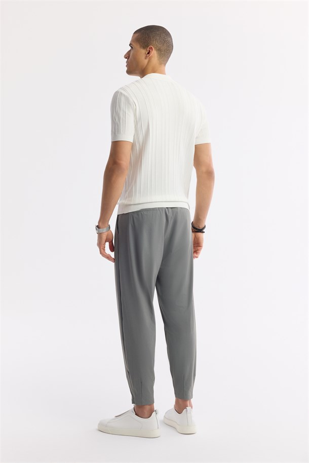  Dark Grey Classic Waist Wrinkle-Resistant Technical Fabric Pants