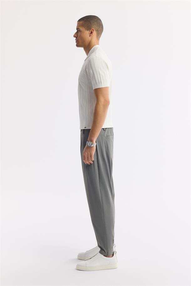 Koyu Gri Klasik Bel Kırışmaz Teknik Kumaş Pantolon