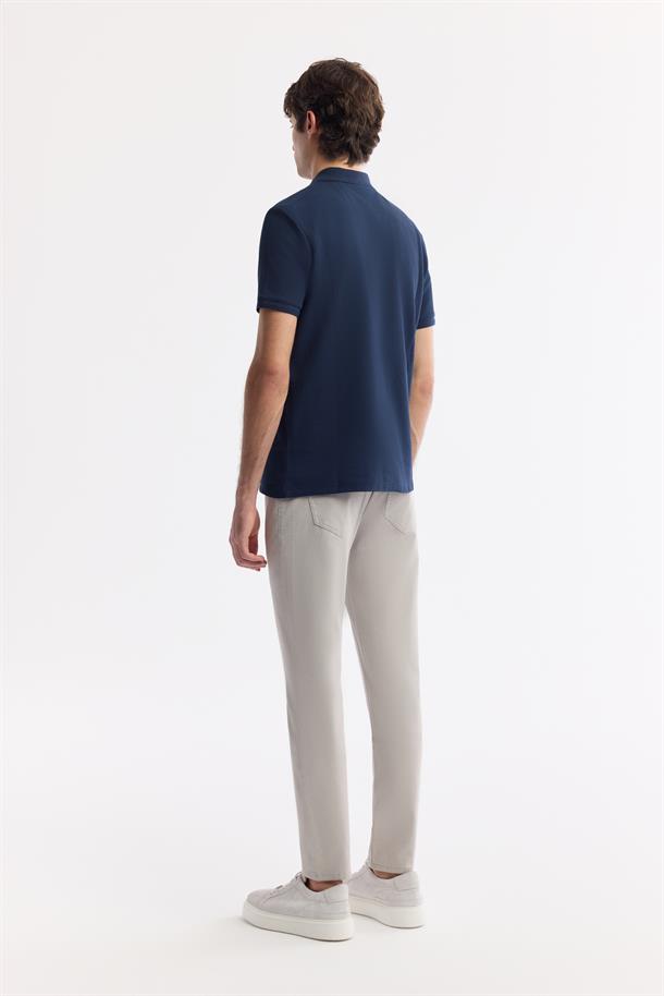 Lacivert Kıvrılmaz Polo Yaka %100 Pamuk Basic T-Shirt