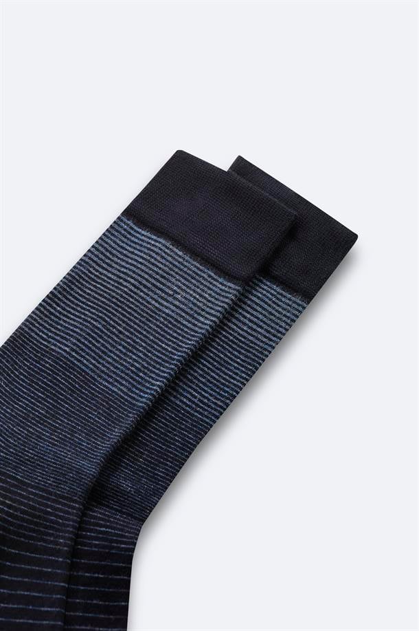 Lacivert Bambu Desenli Soket Çorap